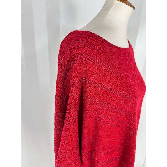 LINDA MATTHEWS Women’s Sparkling Red Lightweight Sweater Sz 1X - Picture 6 of 8